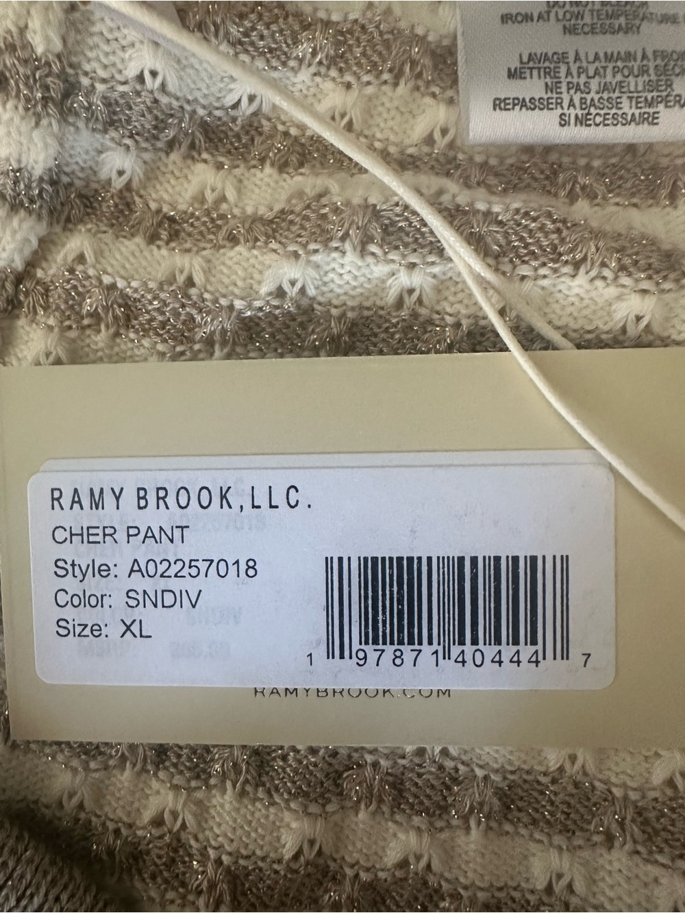 Ramy Brook Pants XL Cher Sandstone Beige White Wide Leg Cotton Stretch NWT $395 - Picture 11 of 12